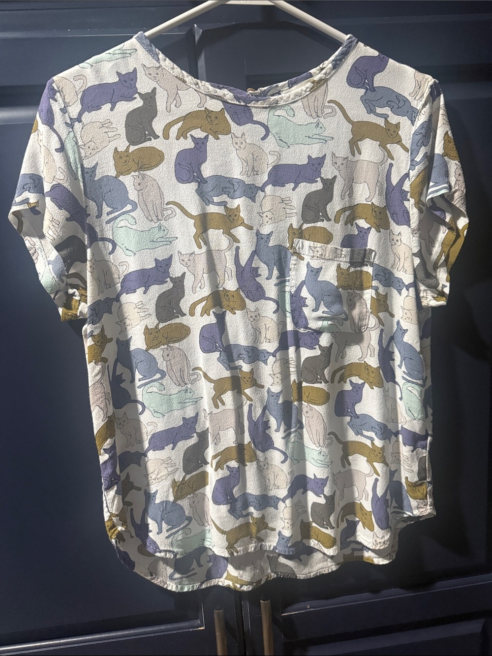 H&M HTF Multicolor Cat Print Shirt size 12